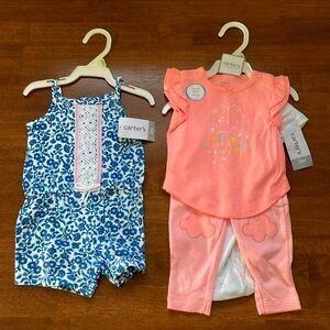 NWT carters 3 months outfits summer onsie and pants romper